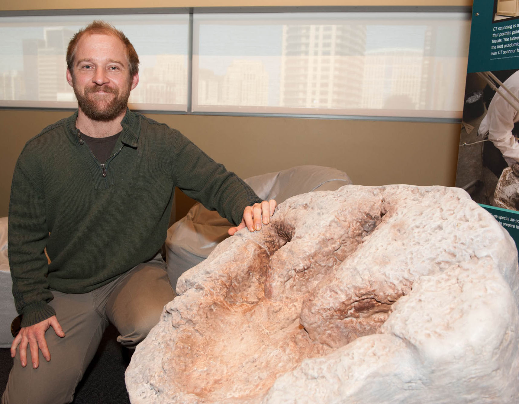 SMU graduate student Christopher Strganac at the Perot Museum